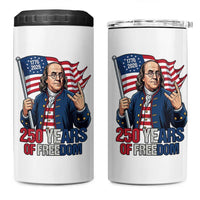 Patriotic Benjamin Franklin 4 in 1 Can Cooler Tumbler 250 Years Of Freedom