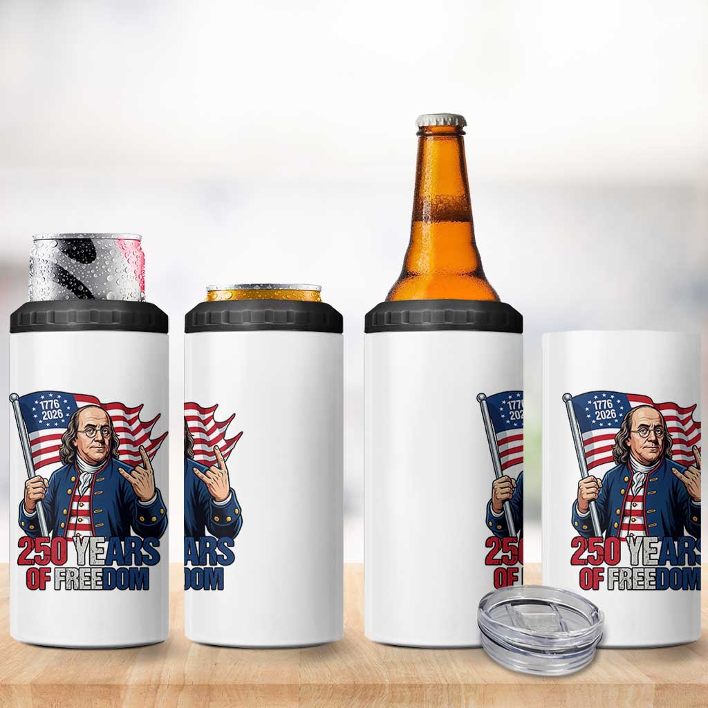 Patriotic Benjamin Franklin 4 in 1 Can Cooler Tumbler 250 Years Of Freedom