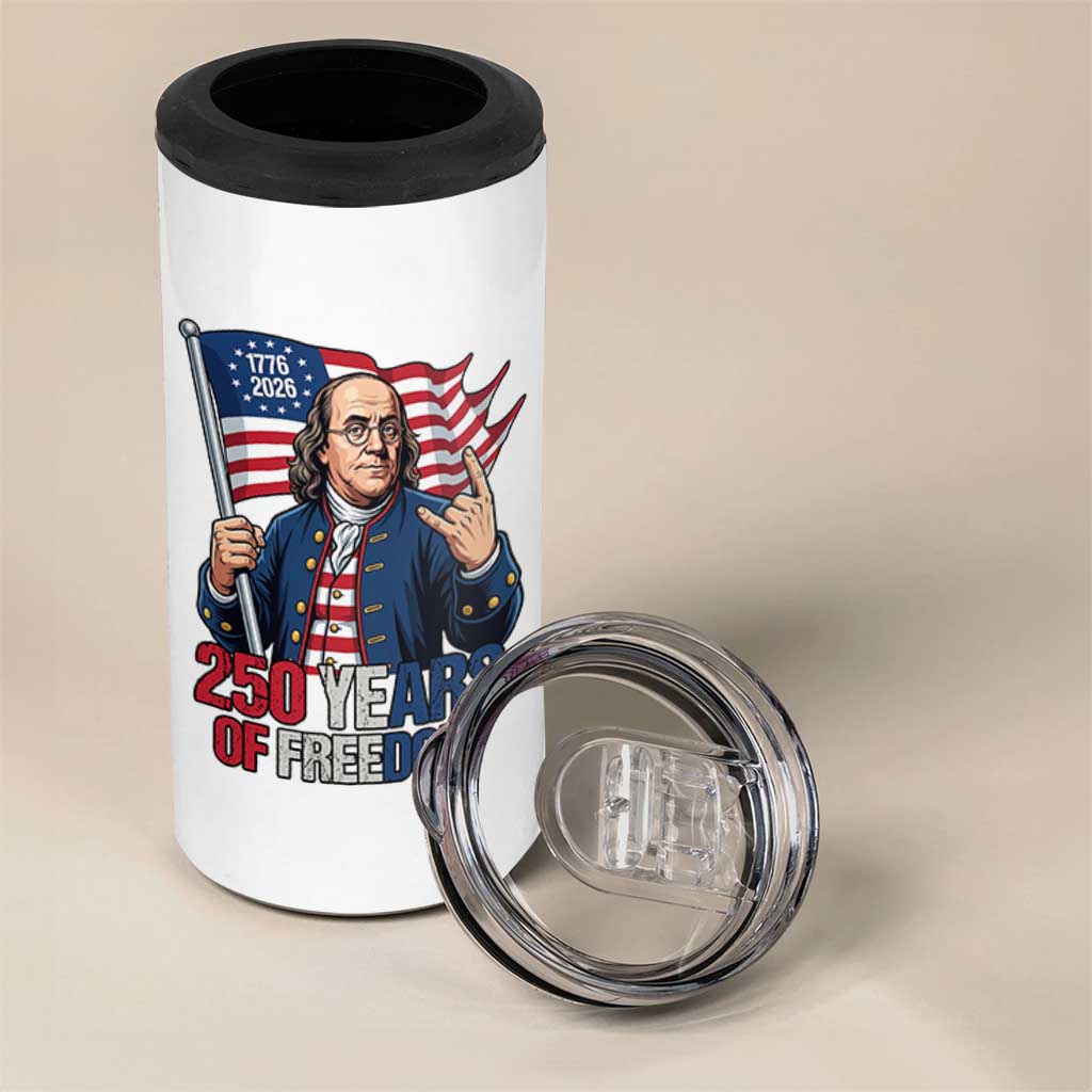 Patriotic Benjamin Franklin 4 in 1 Can Cooler Tumbler 250 Years Of Freedom