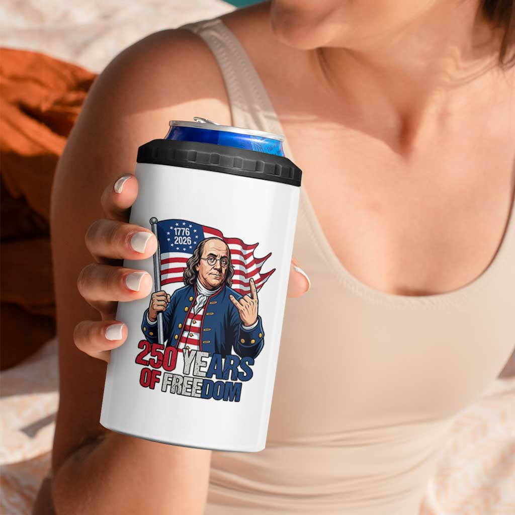 Patriotic Benjamin Franklin 4 in 1 Can Cooler Tumbler 250 Years Of Freedom