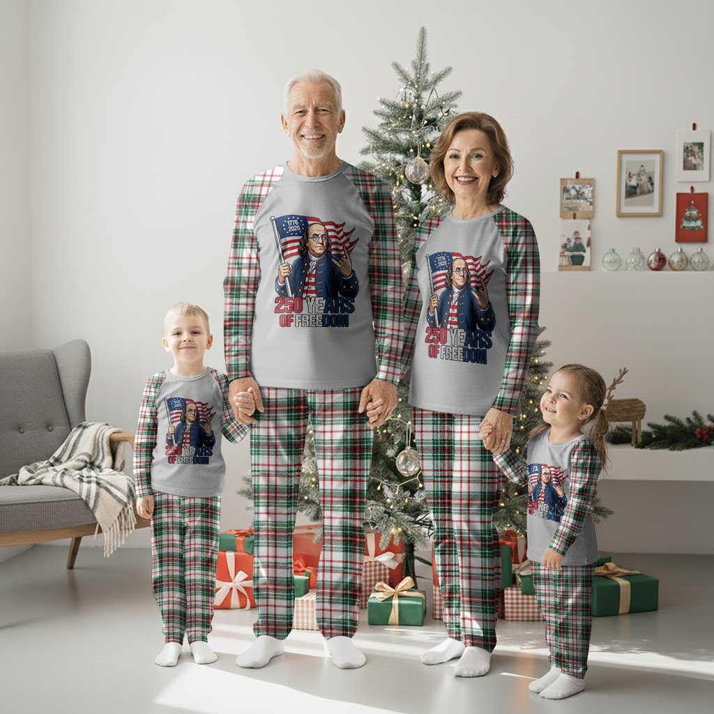 Patriotic Benjamin Franklin Plaid Pajama Set 250 Years Of Freedom