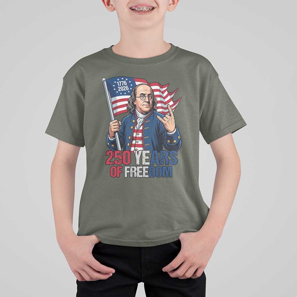 Patriotic Benjamin Franklin T Shirt For Kid 250 Years Of Freedom