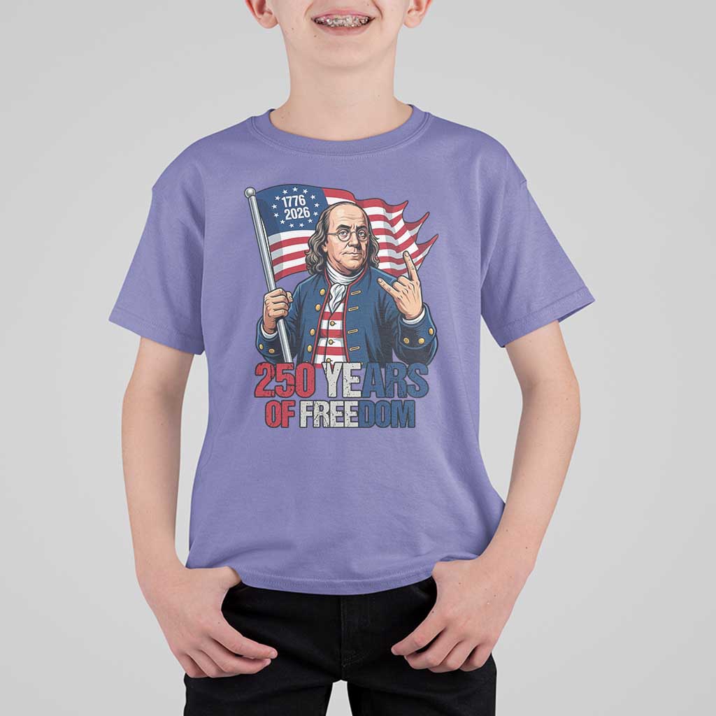 Patriotic Benjamin Franklin T Shirt For Kid 250 Years Of Freedom