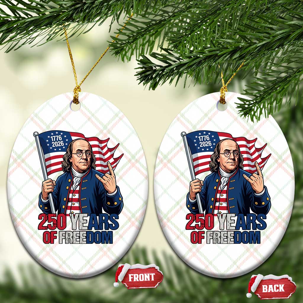 Patriotic Benjamin Franklin Ceramic Ornament 250 Years Of Freedom