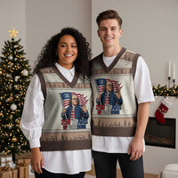 Patriotic Benjamin Franklin V-Neck Knit Sweater Vest 250 Years Of Freedom