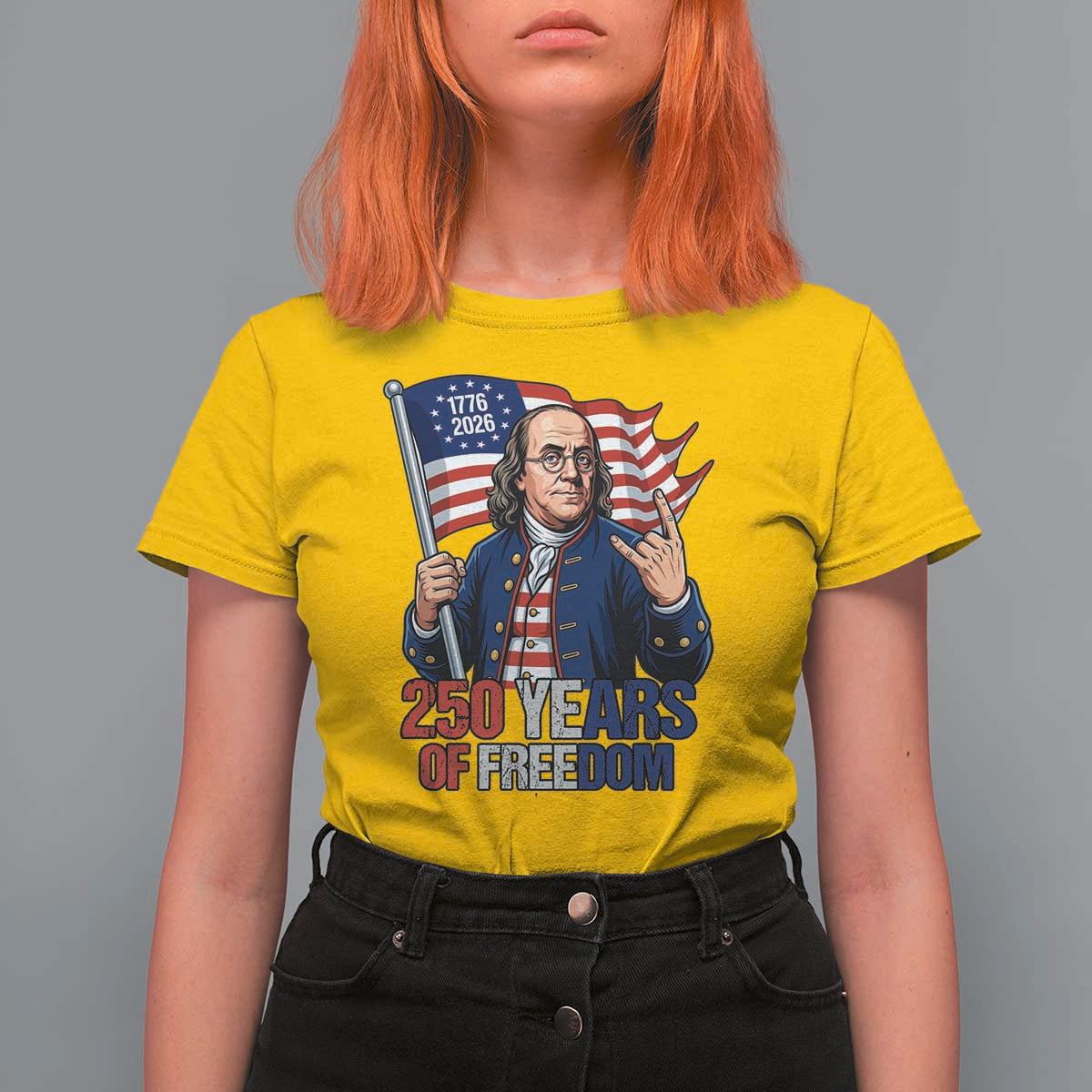 Patriotic Benjamin Franklin T Shirt For Women 250 Years Of Freedom
