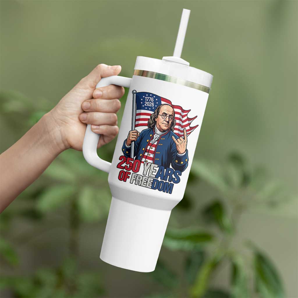 Patriotic Benjamin Franklin Tumbler With Handle 250 Years Of Freedom