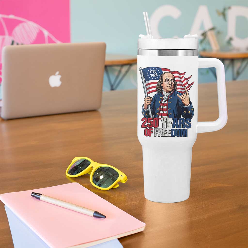 Patriotic Benjamin Franklin Tumbler With Handle 250 Years Of Freedom