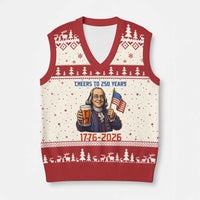 Funny Benjamin Franklin V-Neck Knit Sweater Vest Cheers To 250 Years