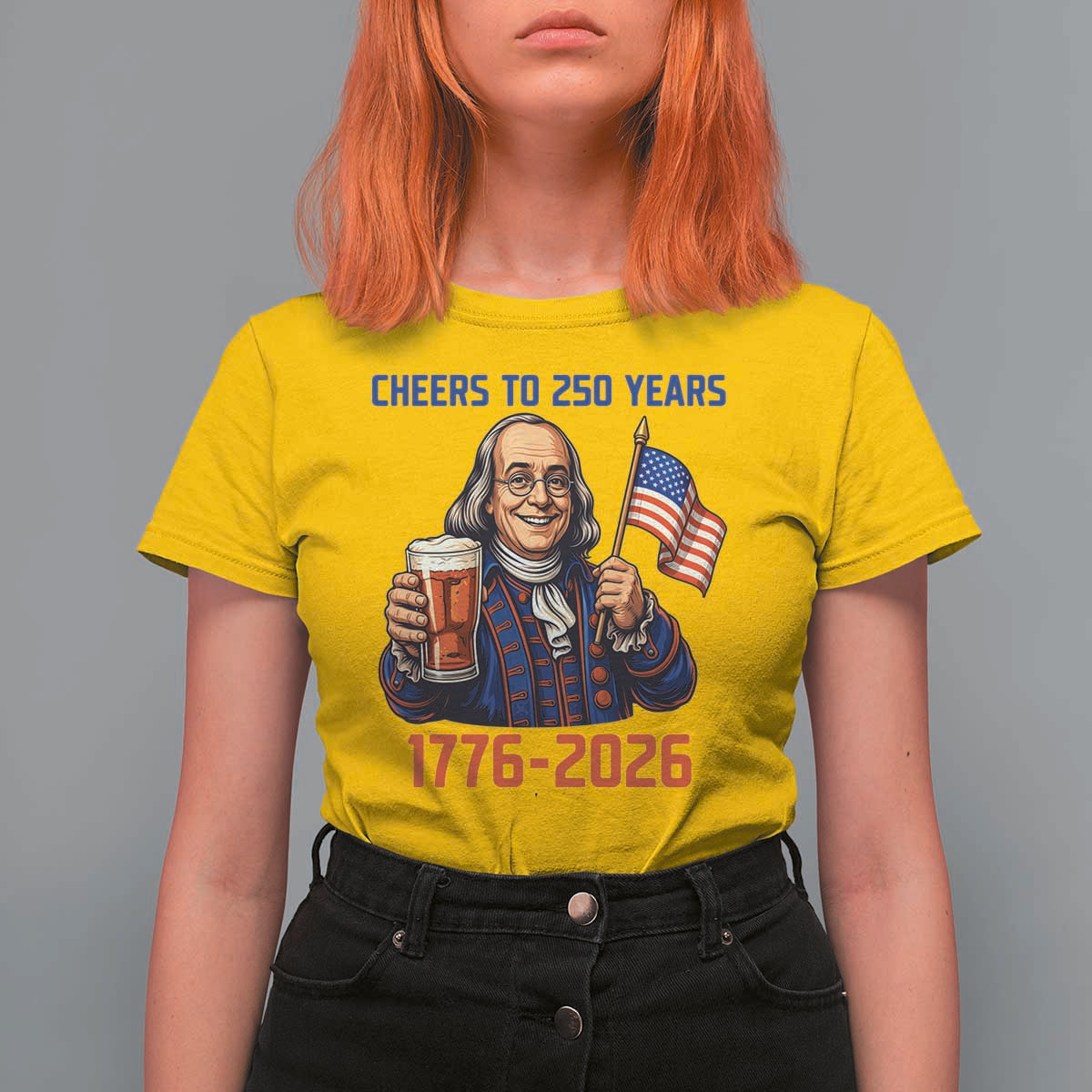 Funny Benjamin Franklin T Shirt For Women Cheers To 250 Years