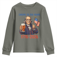 Funny Benjamin Franklin Youth Sweatshirt Cheers To 250 Years