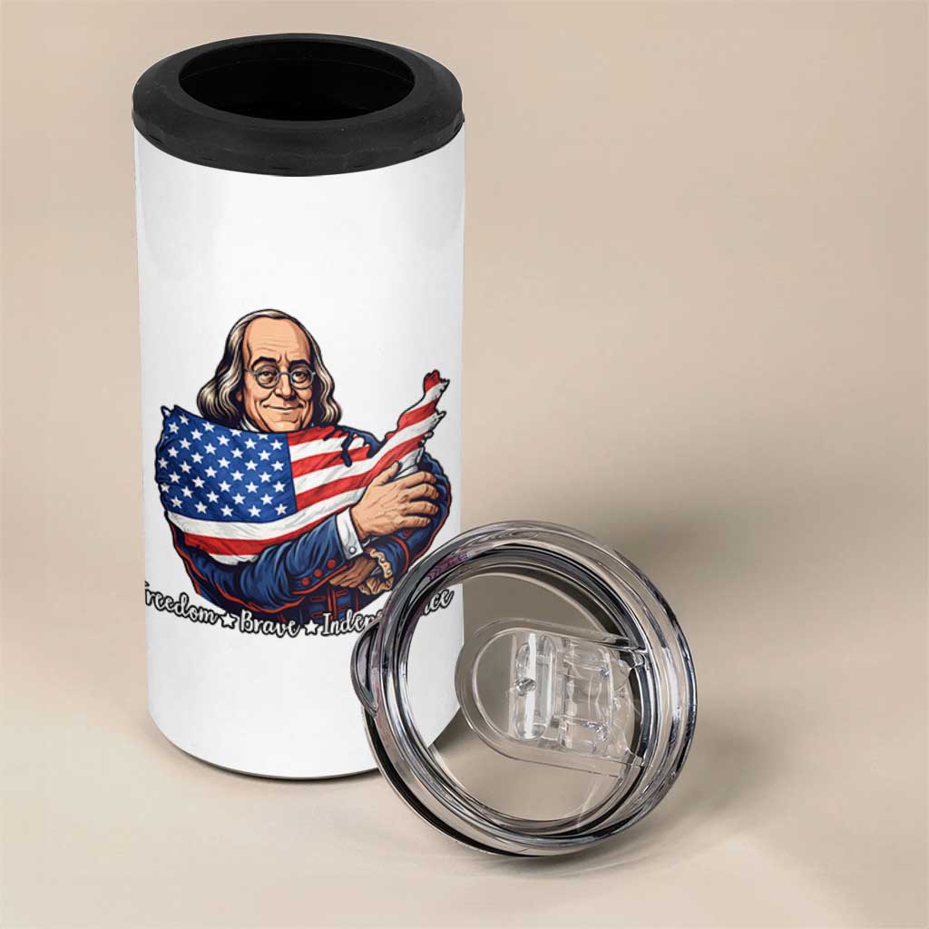 Benjamin Franklin 4 in 1 Can Cooler Tumbler Freedom Liberty Independence American History