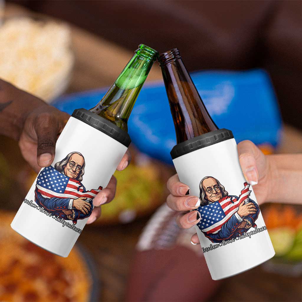 Benjamin Franklin 4 in 1 Can Cooler Tumbler Freedom Liberty Independence American History