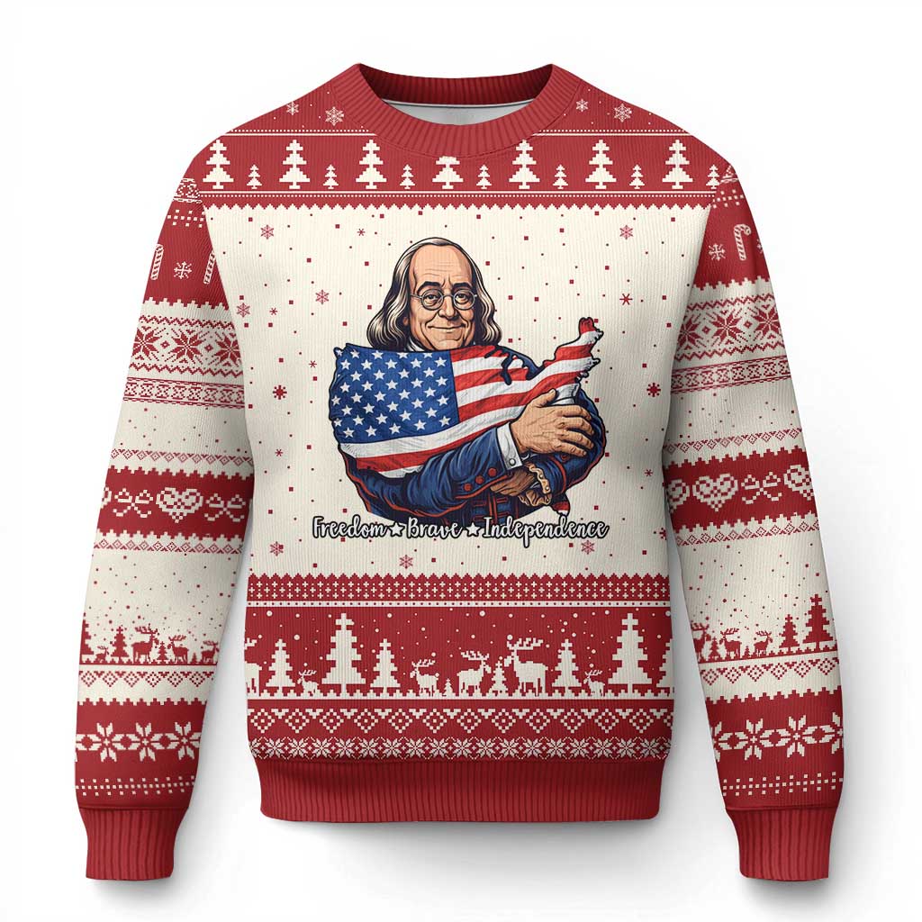 Benjamin Franklin Ugly Christmas Sweater Freedom Liberty Independence American History