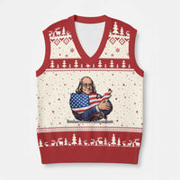 Benjamin Franklin V-Neck Knit Sweater Vest Freedom Liberty Independence American History