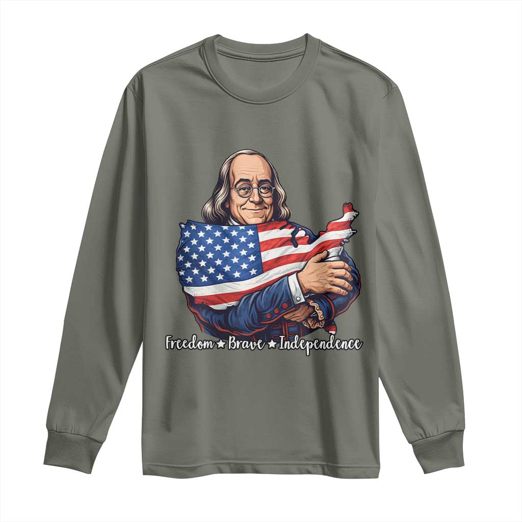 Benjamin Franklin Long Sleeve Shirt Freedom Liberty Independence American History