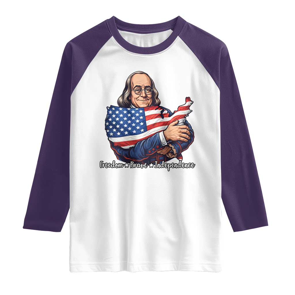 Benjamin Franklin Raglan Shirt Freedom Liberty Independence American History