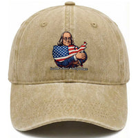 Benjamin Franklin Washed Cotton Baseball Cap Freedom Liberty Independence American History