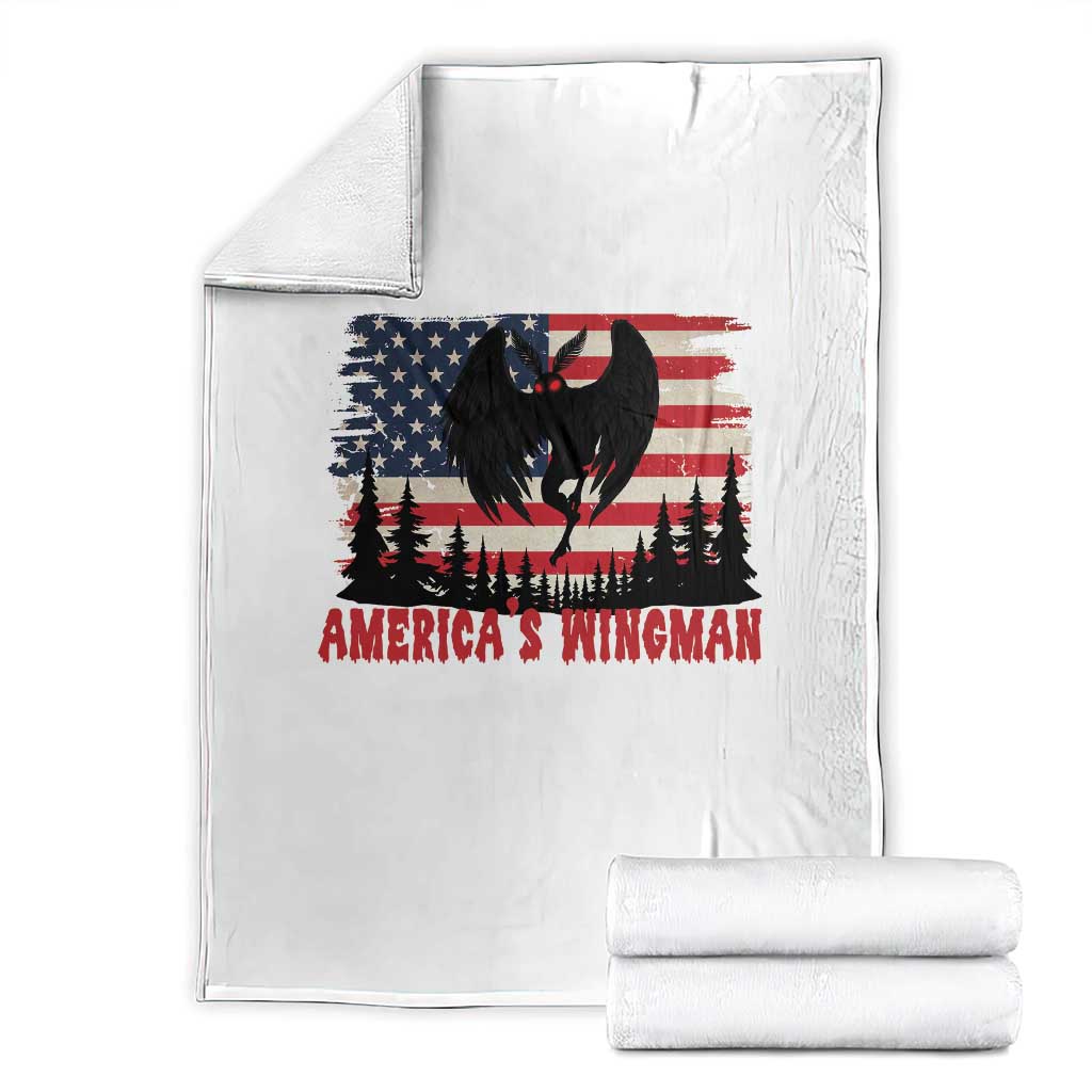 Mothman Americas Wingman Throw Blanket Funny Patriotic Cryptid