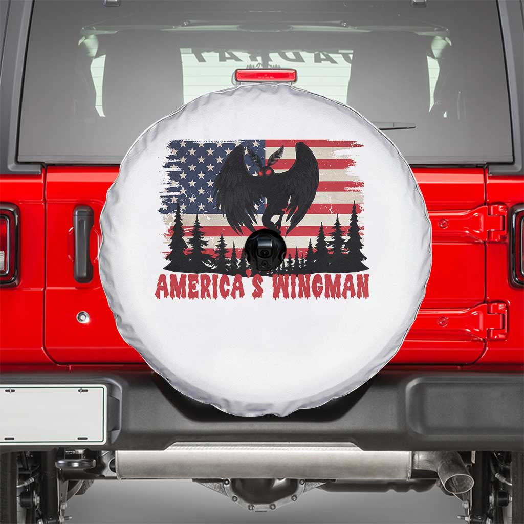 Mothman Americas Wingman Spare Tire Cover Funny Patriotic Cryptid