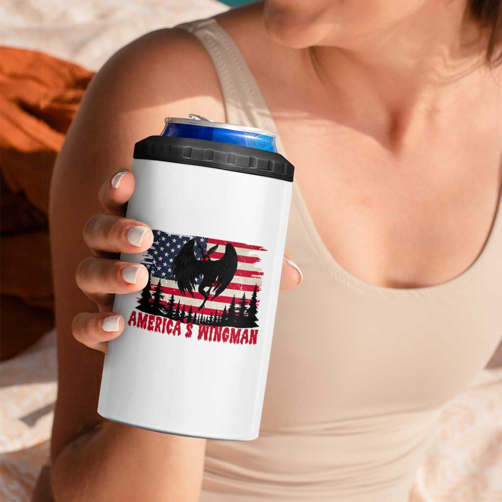 Mothman Americas Wingman 4 in 1 Can Cooler Tumbler Funny Patriotic Cryptid