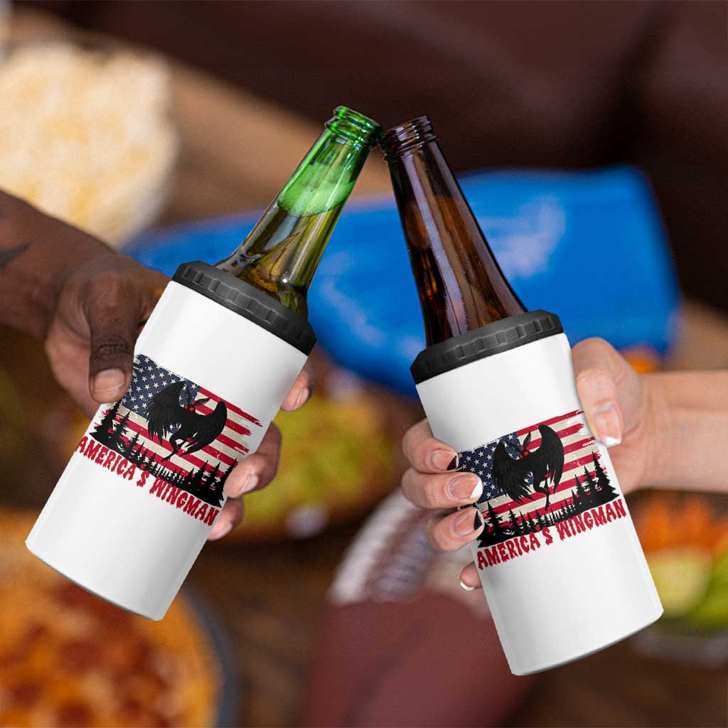 Mothman Americas Wingman 4 in 1 Can Cooler Tumbler Funny Patriotic Cryptid