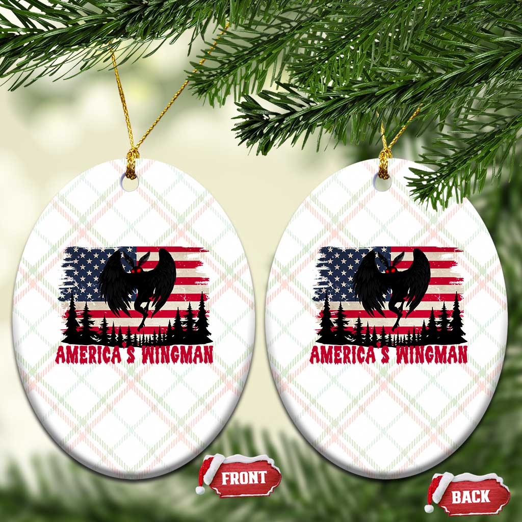 Mothman Americas Wingman Ceramic Ornament Funny Patriotic Cryptid