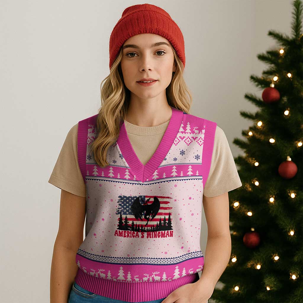 Mothman Americas Wingman V-Neck Knit Sweater Vest Funny Patriotic Cryptid