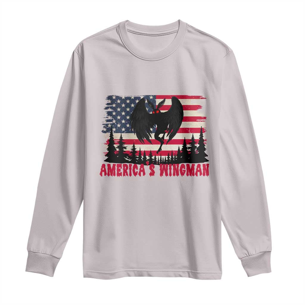 Mothman Americas Wingman Long Sleeve Shirt Funny Patriotic Cryptid