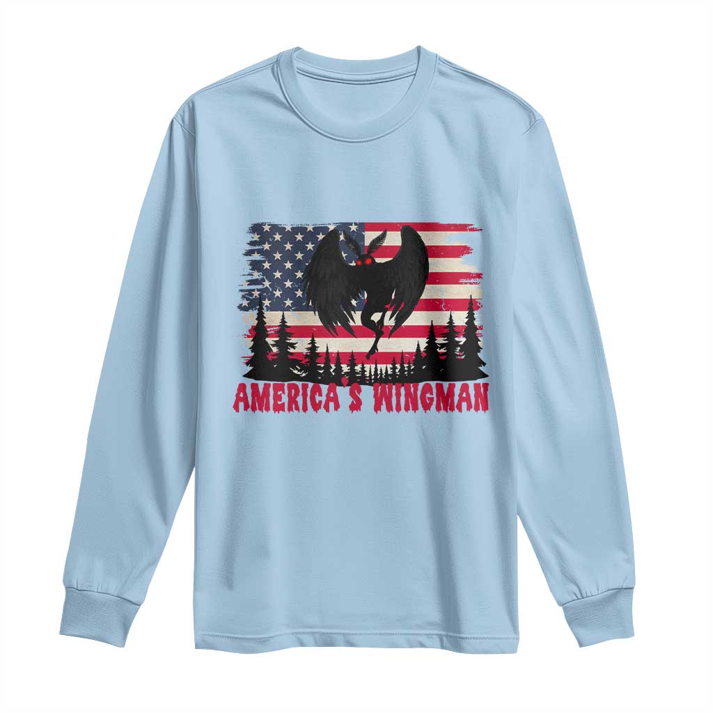 Mothman Americas Wingman Long Sleeve Shirt Funny Patriotic Cryptid