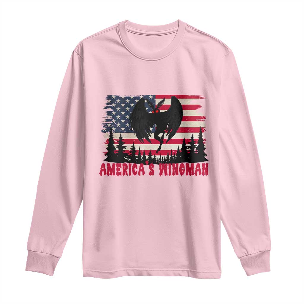 Mothman Americas Wingman Long Sleeve Shirt Funny Patriotic Cryptid