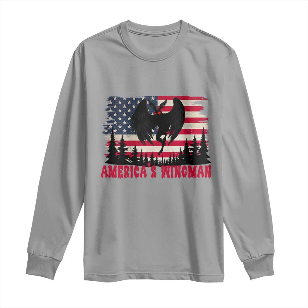 Mothman Americas Wingman Long Sleeve Shirt Funny Patriotic Cryptid