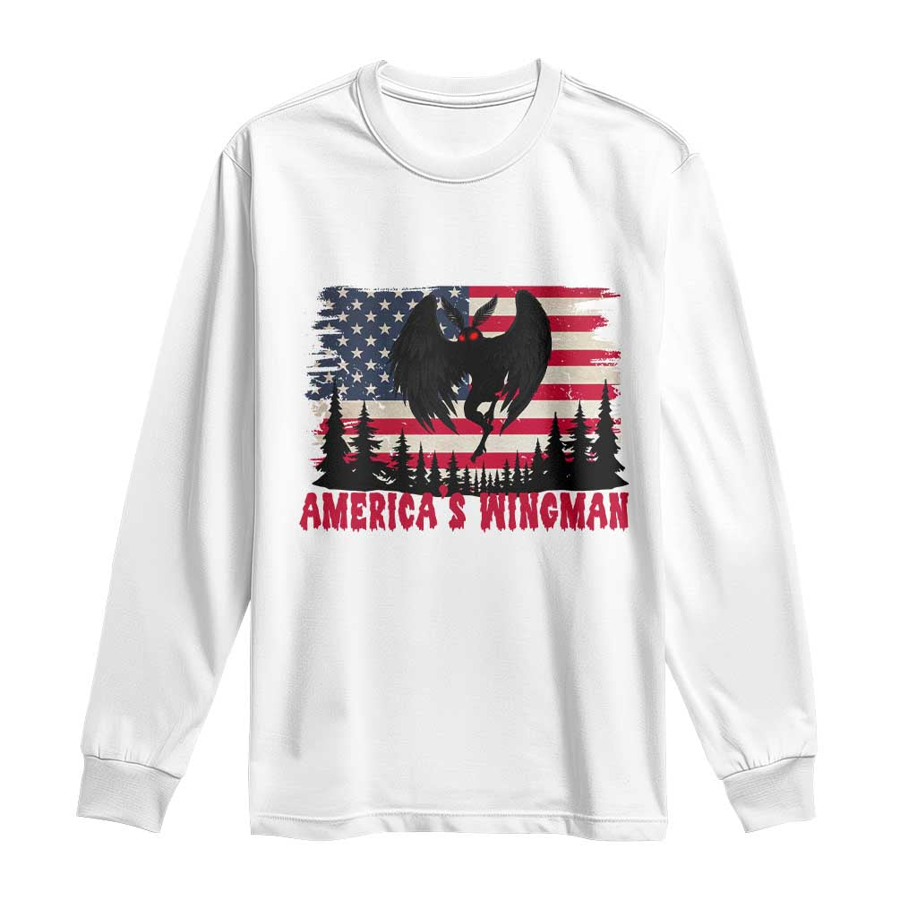 Mothman Americas Wingman Long Sleeve Shirt Funny Patriotic Cryptid