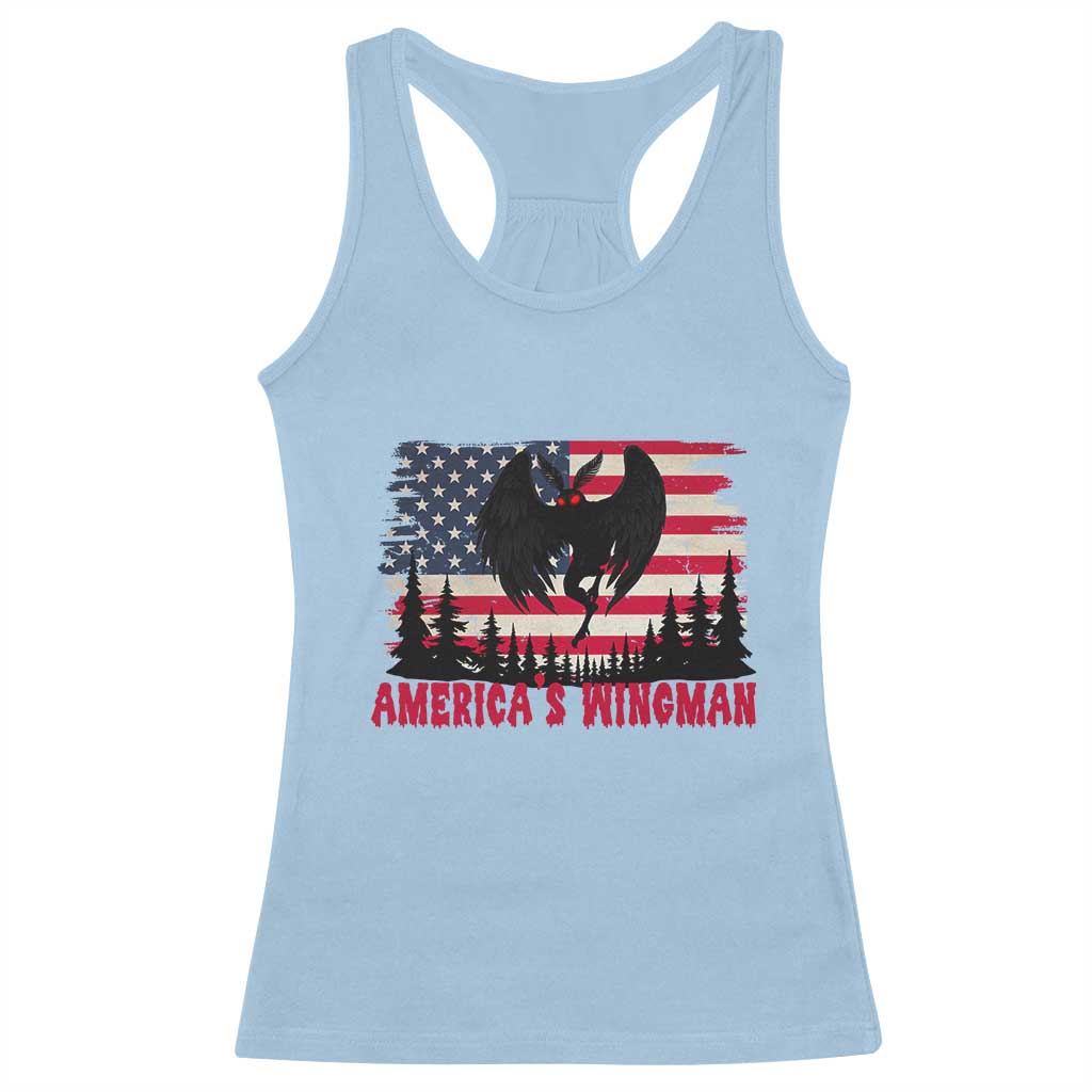 Mothman Americas Wingman Racerback Tank Top Funny Patriotic Cryptid