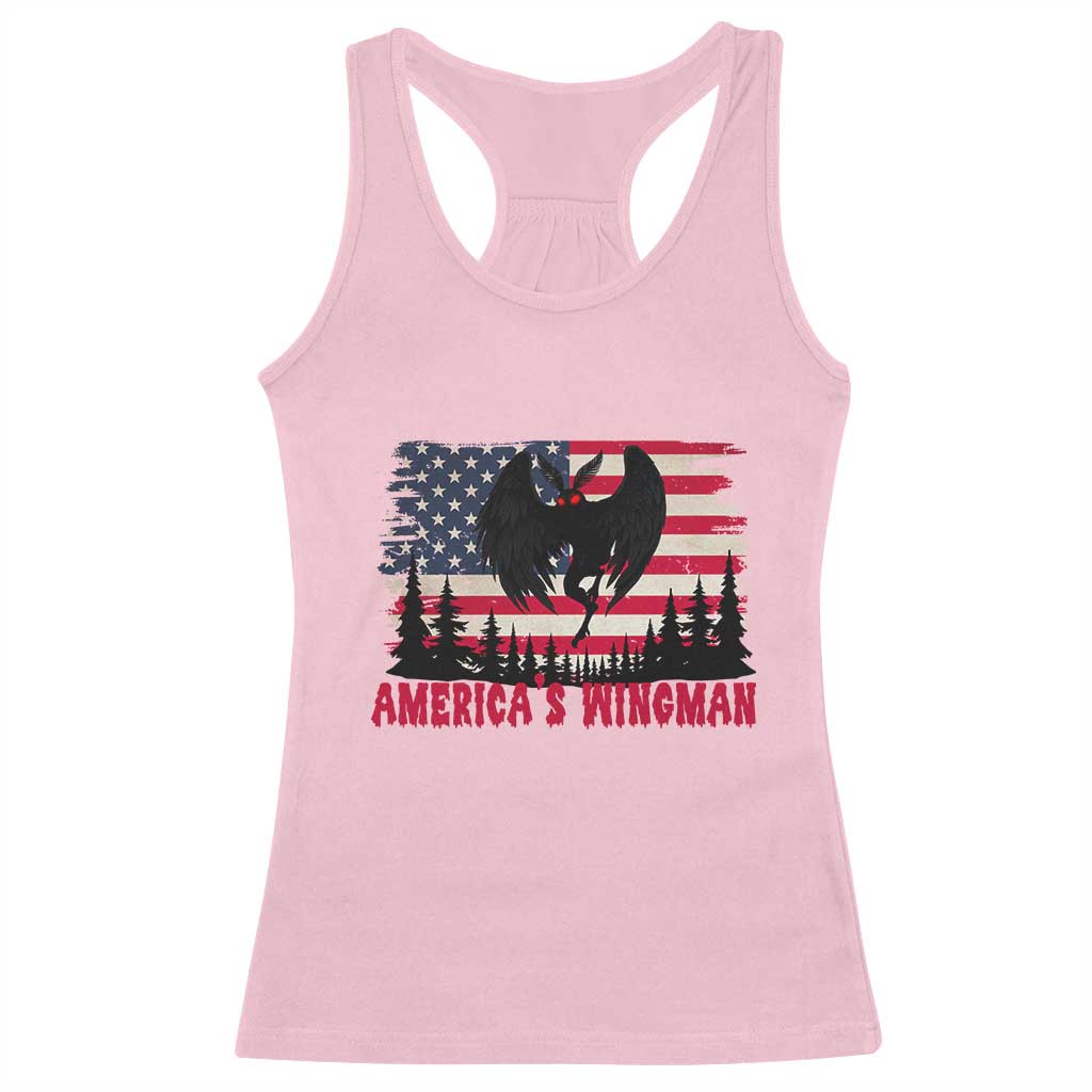 Mothman Americas Wingman Racerback Tank Top Funny Patriotic Cryptid
