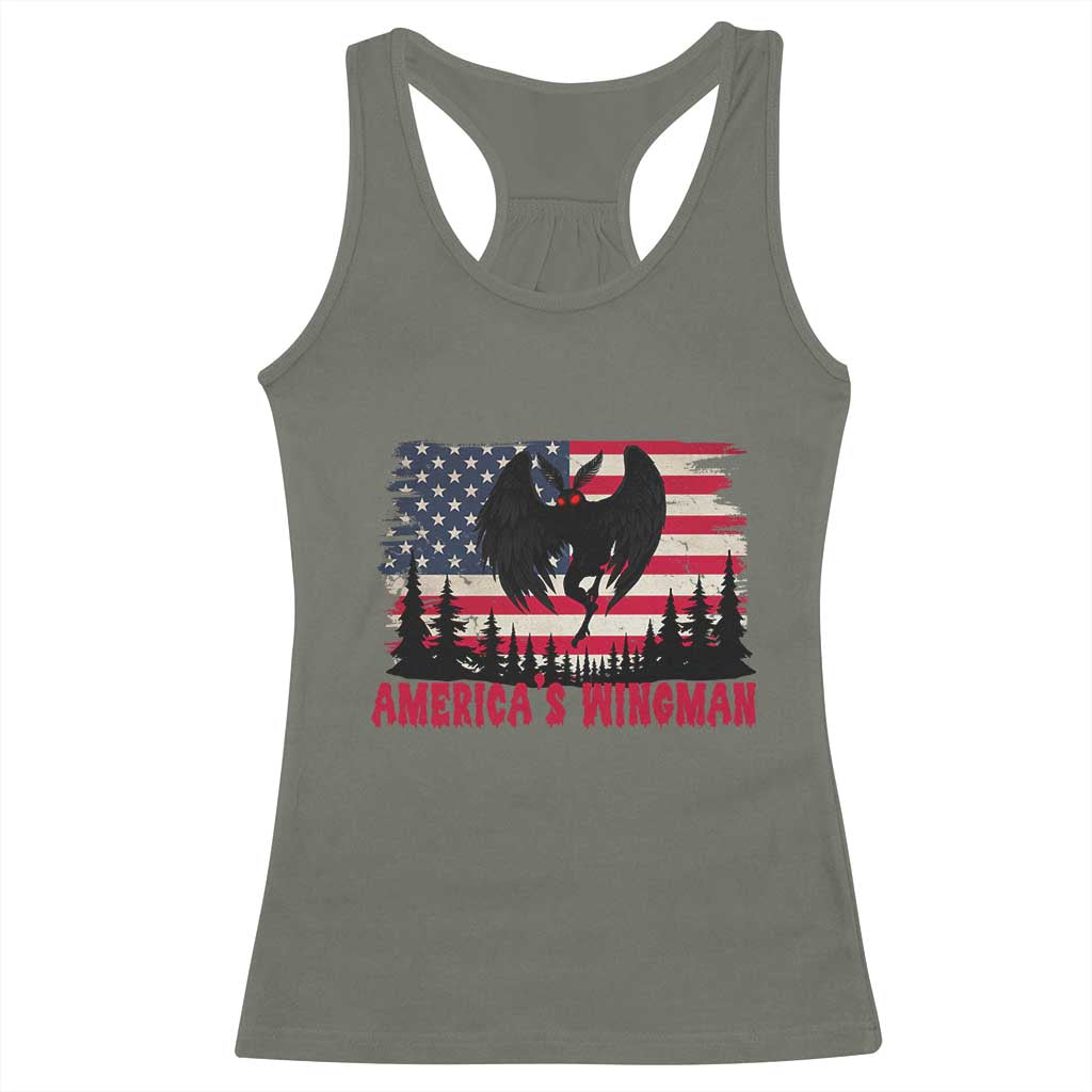 Mothman Americas Wingman Racerback Tank Top Funny Patriotic Cryptid