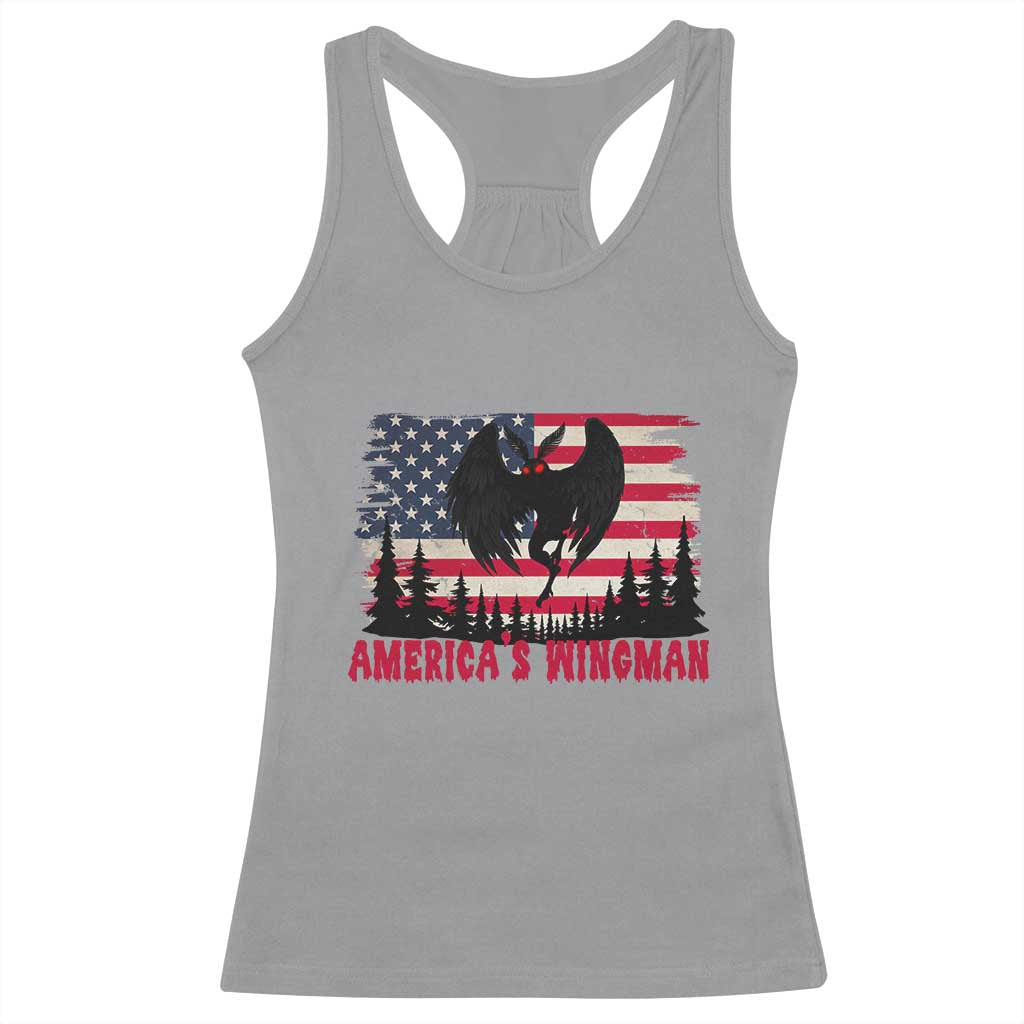 Mothman Americas Wingman Racerback Tank Top Funny Patriotic Cryptid