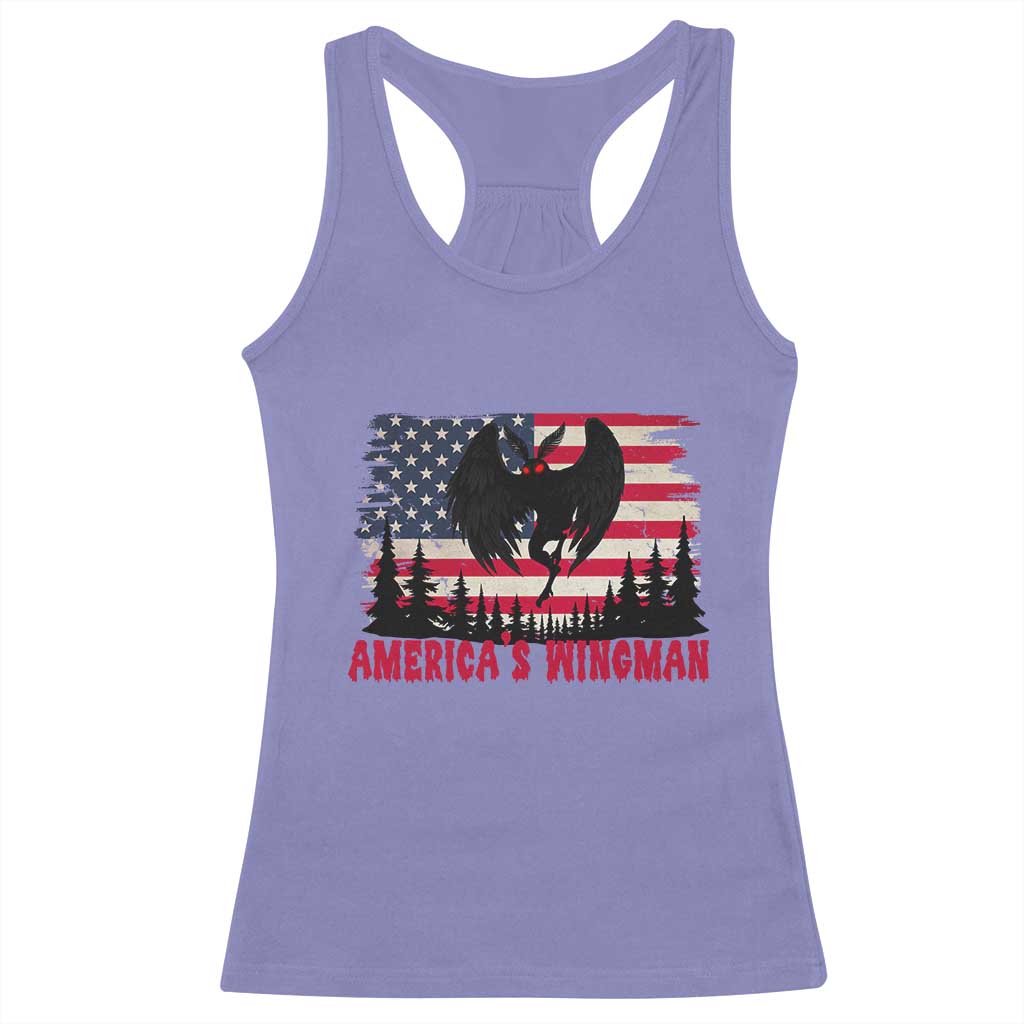 Mothman Americas Wingman Racerback Tank Top Funny Patriotic Cryptid