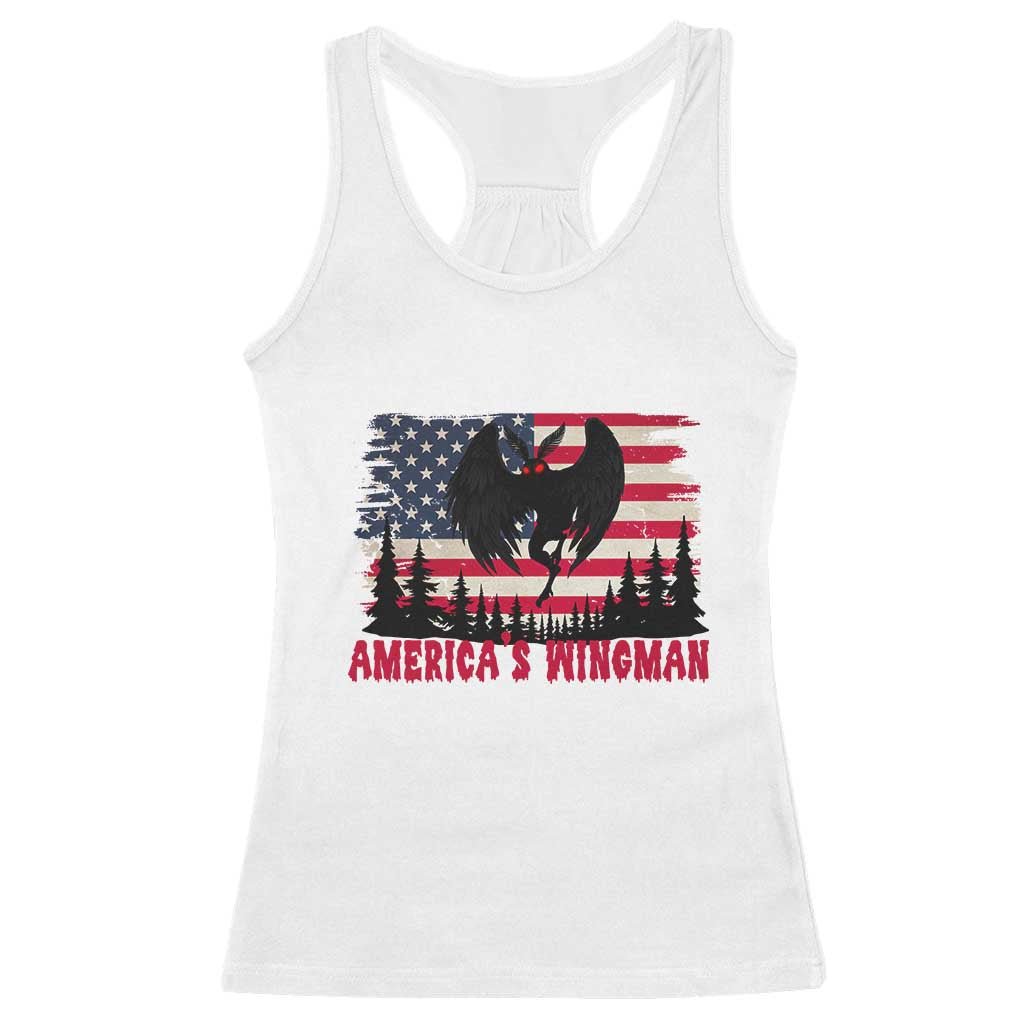 Mothman Americas Wingman Racerback Tank Top Funny Patriotic Cryptid