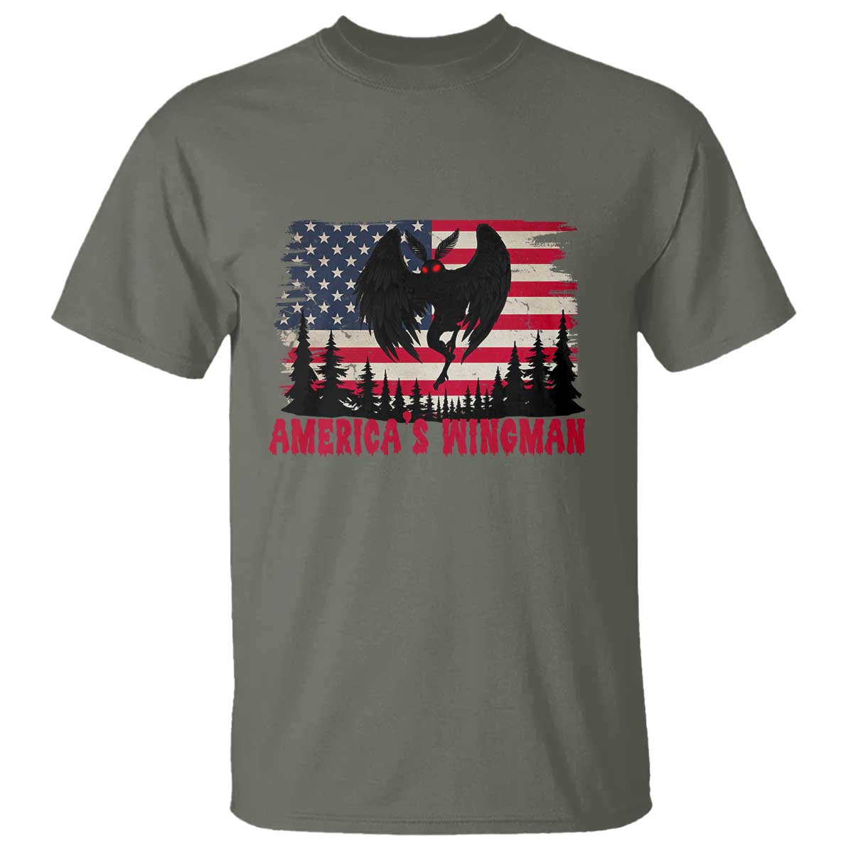 Mothman Americas Wingman T Shirt Funny Patriotic Cryptid