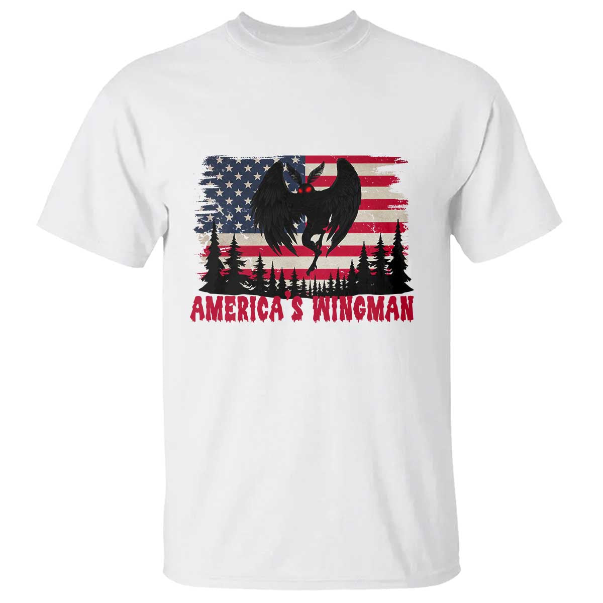 Mothman Americas Wingman T Shirt Funny Patriotic Cryptid