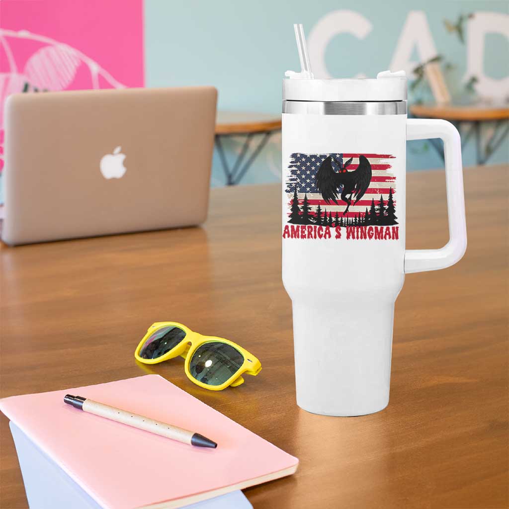 Mothman Americas Wingman Tumbler With Handle Funny Patriotic Cryptid