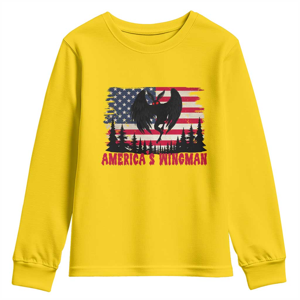 Mothman Americas Wingman Youth Sweatshirt Funny Patriotic Cryptid