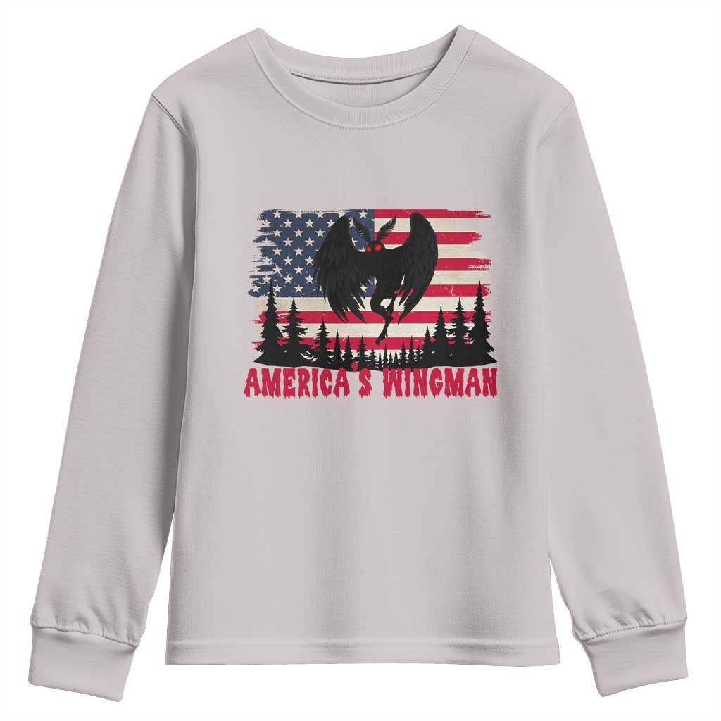 Mothman Americas Wingman Youth Sweatshirt Funny Patriotic Cryptid