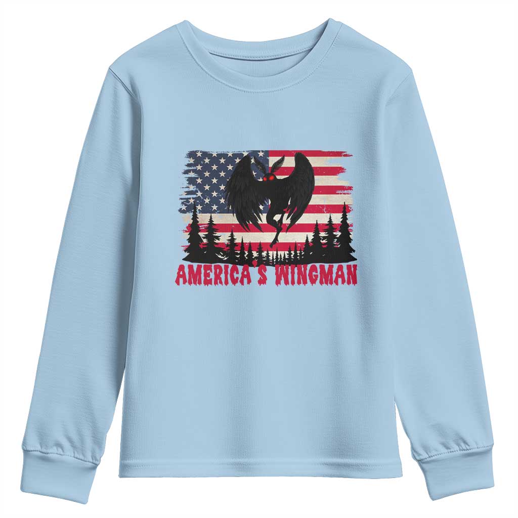 Mothman Americas Wingman Youth Sweatshirt Funny Patriotic Cryptid