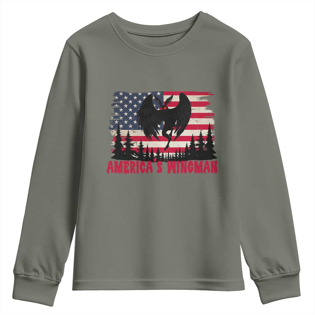 Mothman Americas Wingman Youth Sweatshirt Funny Patriotic Cryptid