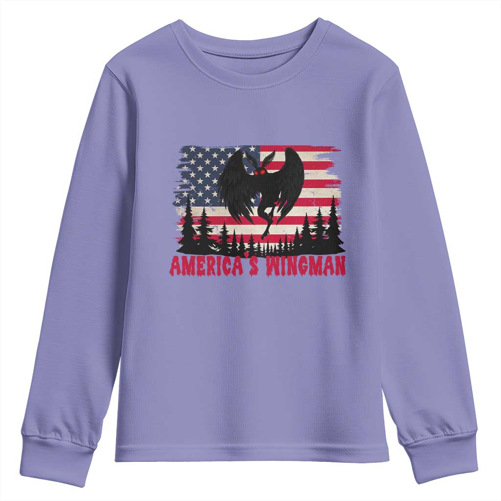 Mothman Americas Wingman Youth Sweatshirt Funny Patriotic Cryptid