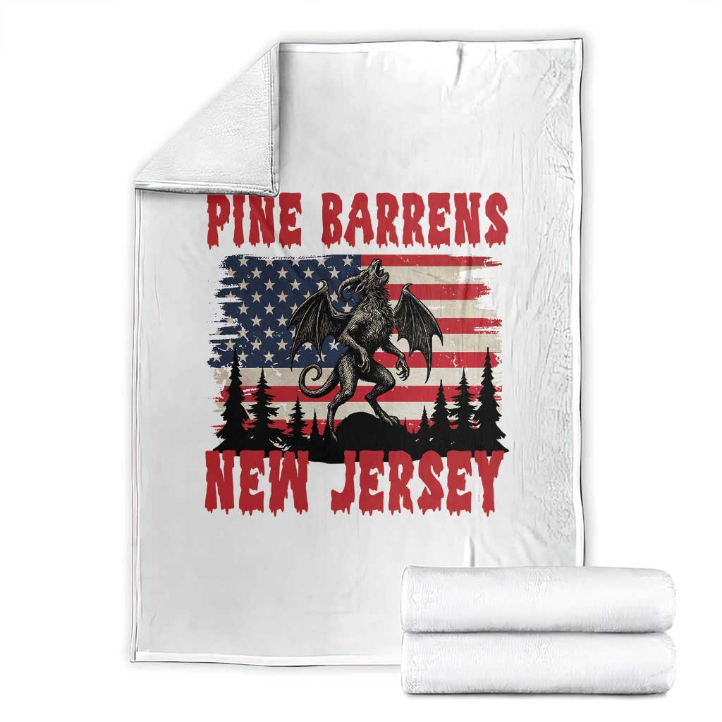 Patriotic Jersey Devil Throw Blanket Pine Barrens New Jersey Cryptid