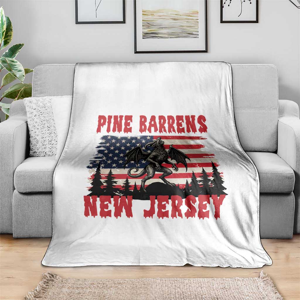 Patriotic Jersey Devil Throw Blanket Pine Barrens New Jersey Cryptid