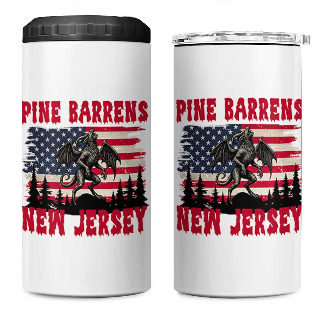 Patriotic Jersey Devil 4 in 1 Can Cooler Tumbler Pine Barrens New Jersey Cryptid